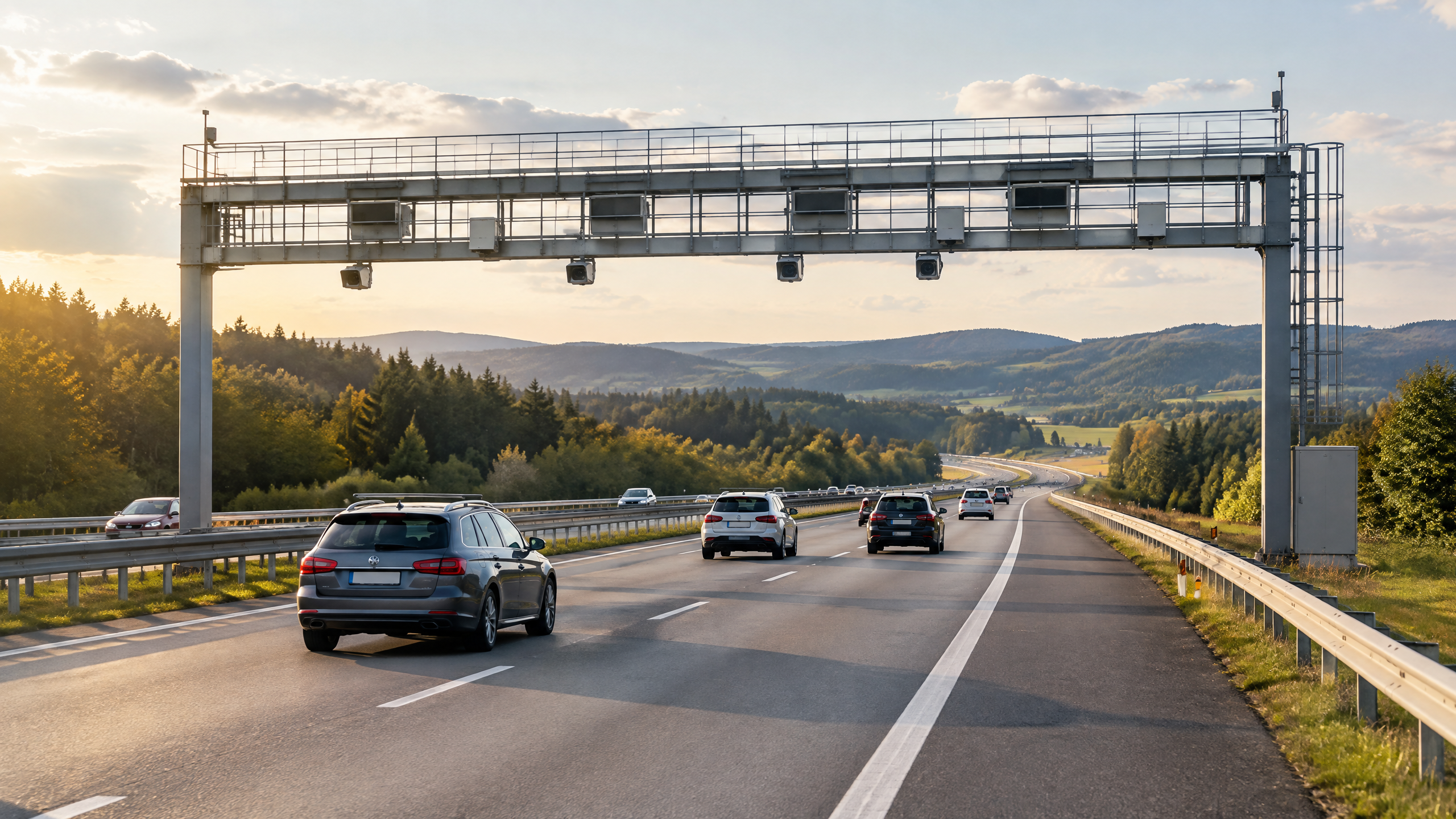 Dálnice s elektronickým kontrolním portálem v české krajině